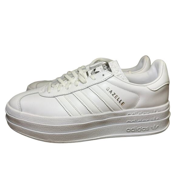 Adidas Gazelle Bold Triple White Platform Sneakers Women’s Size 9 New No Box - Picture 2 of 9
